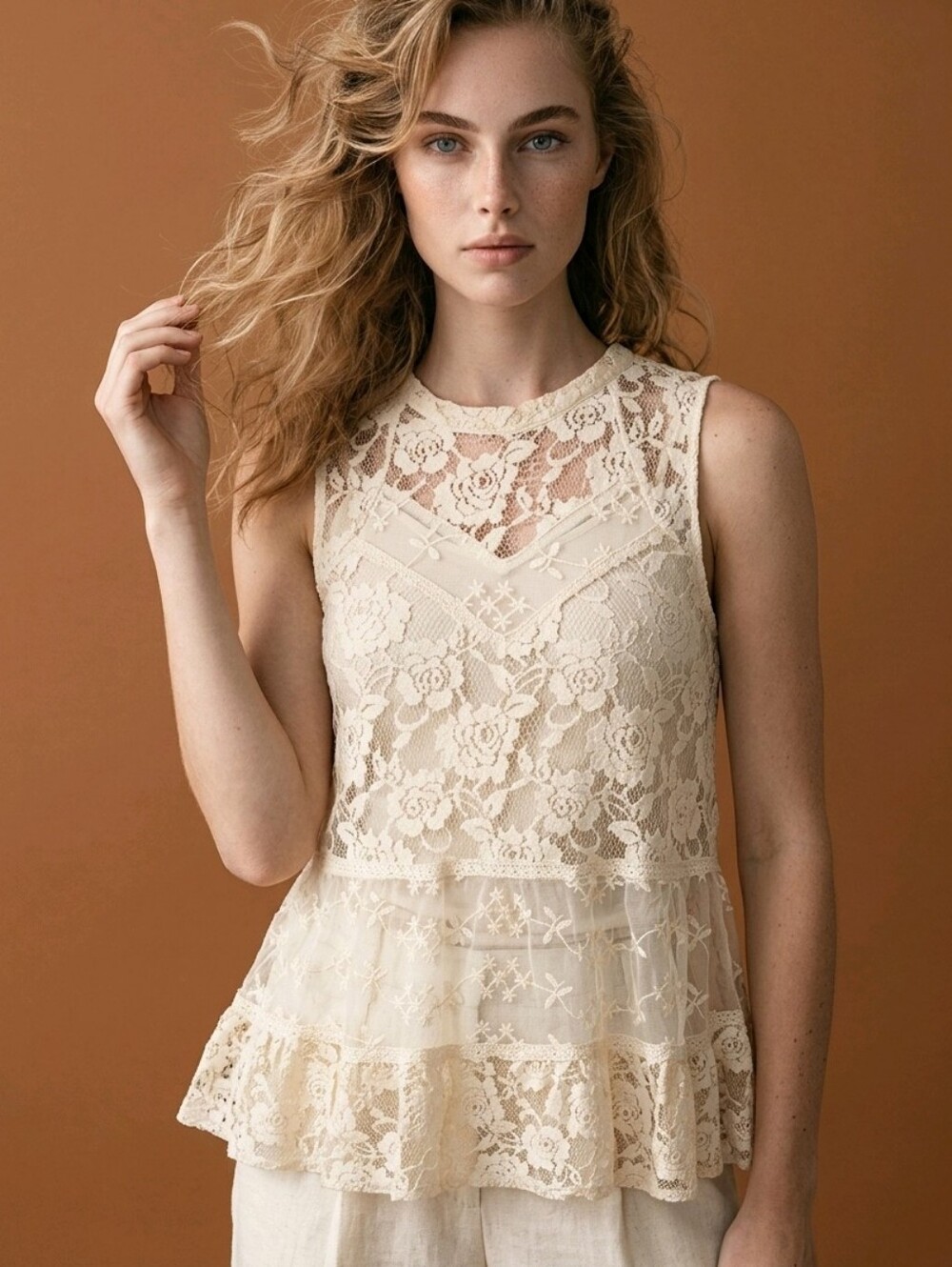 Rebellion Cream Sheer Babydoll Lace Top Festival Boho Fairy Goth Large